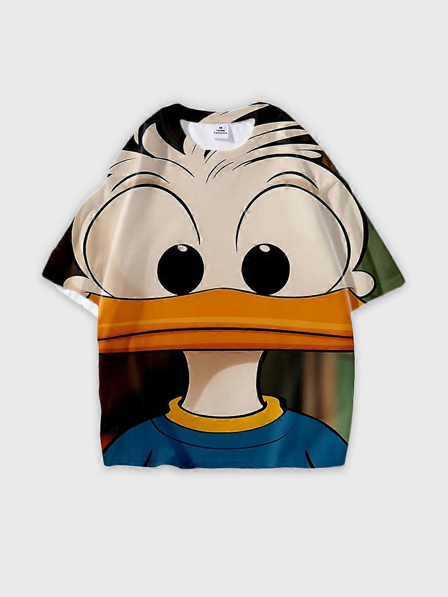 T-shirt girocollo Cartoon Pattern manica corta sciolta D986