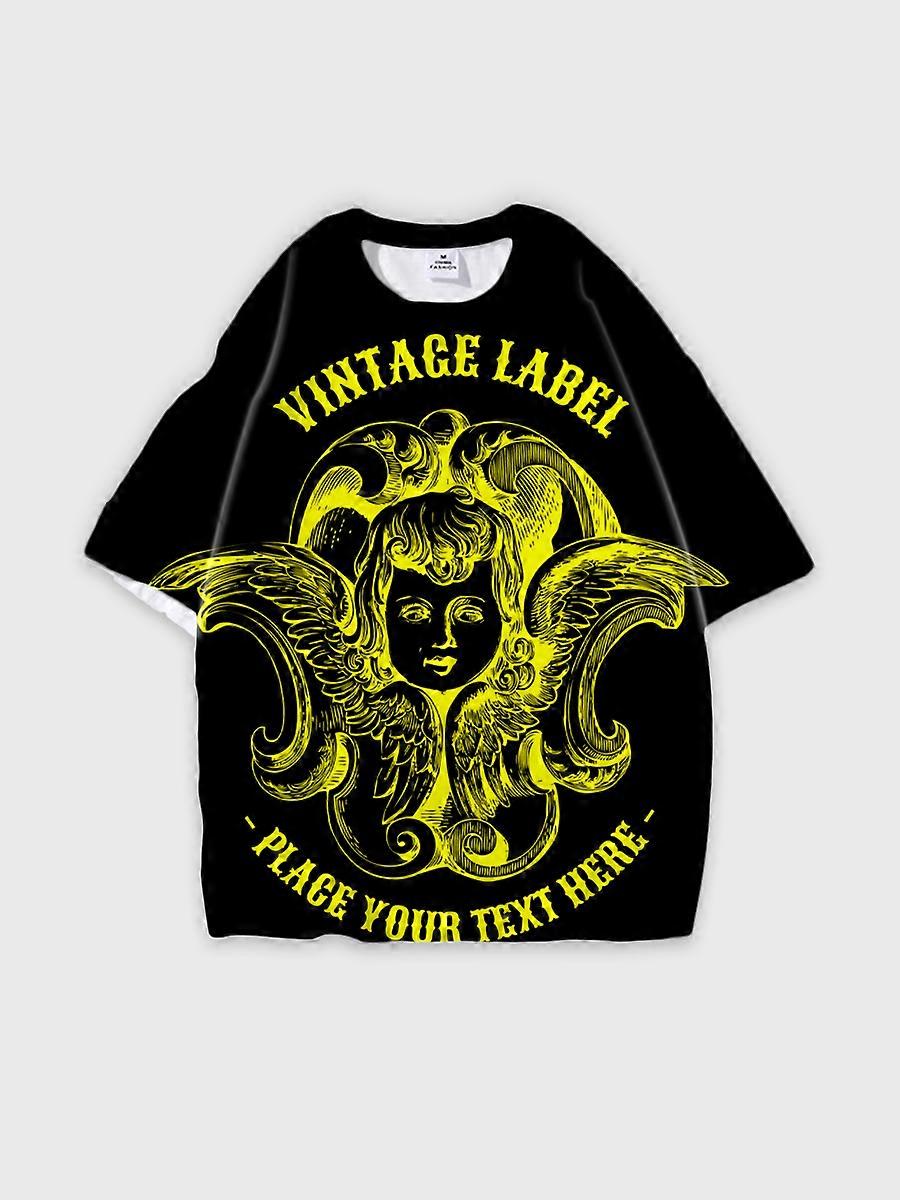 T-shirt round neck Pattern loose short sleeve C2932