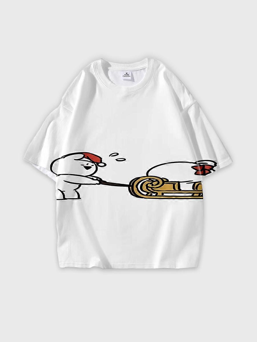 T-shirt girocollo Cartoon Pattern manica corta sciolta K614