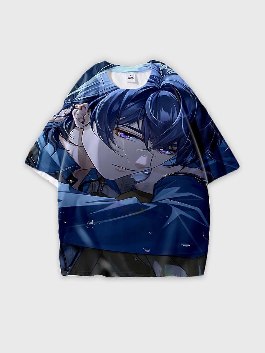 T-shirt round neck Role Pattern loose short sleeve E791