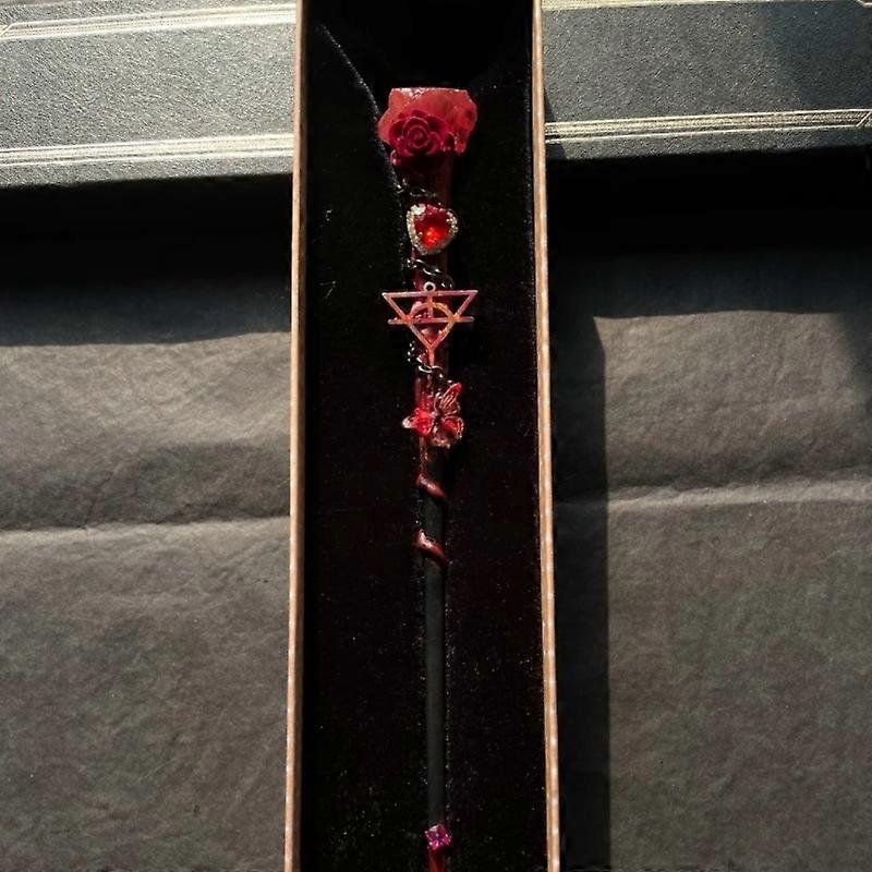 Magic Wand Rose Cosplay Prop - Witch Wizard Elegant Gift - Magic wand and gift box
