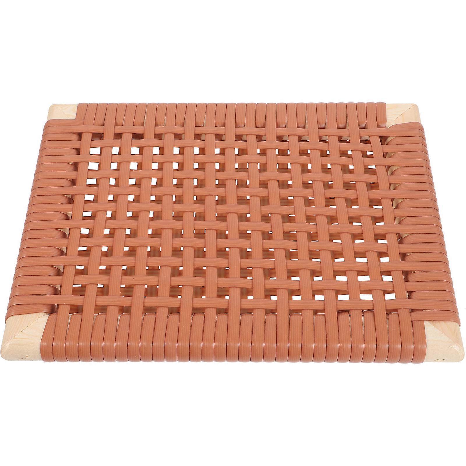 Breathable Woven Bay Window Cushion Home Use 33x25cm Brown Rectangular 1Pcs