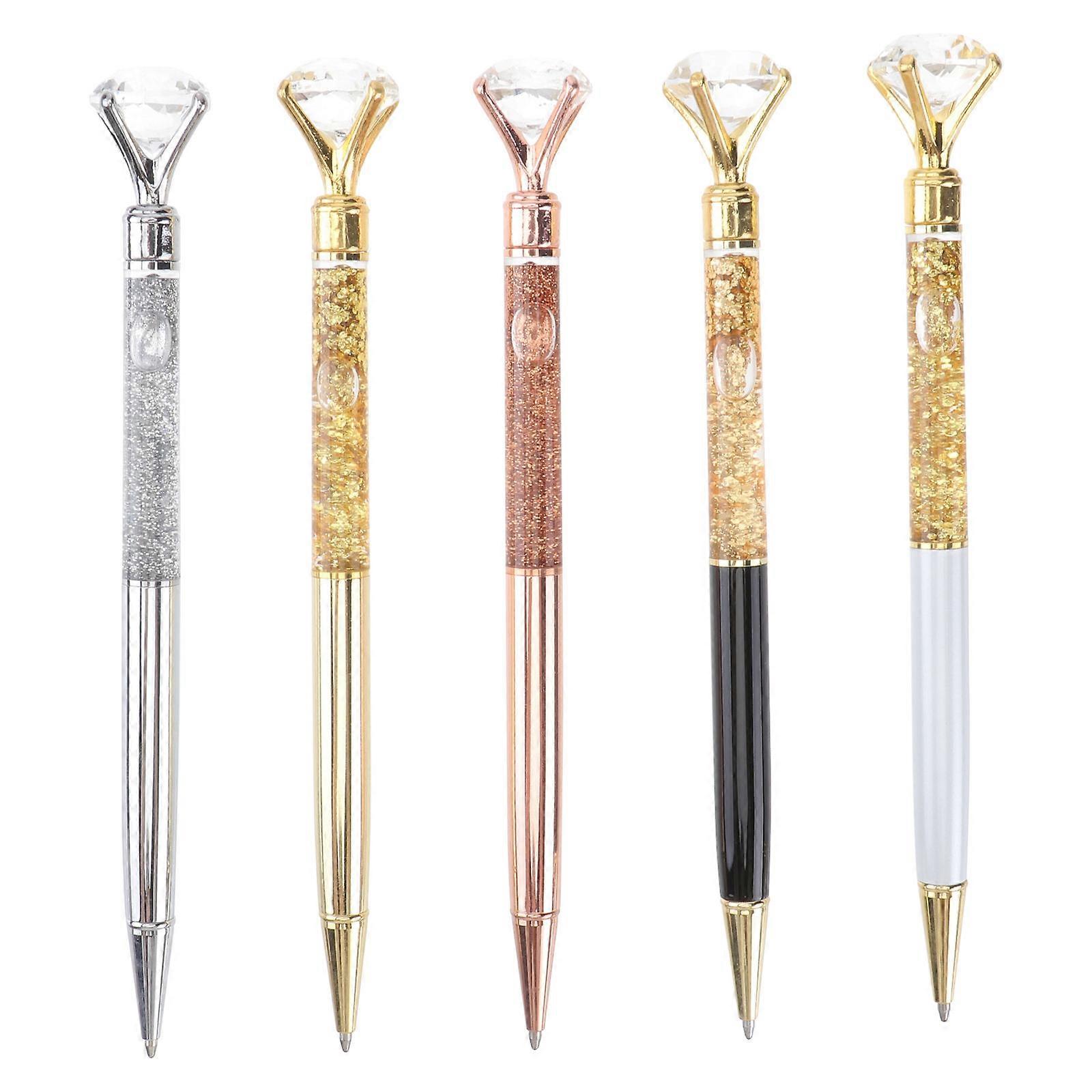 Glitter Ballpoint Pen 5Pcs Assorted Color Scepter Style For School Office Writing Smoothly