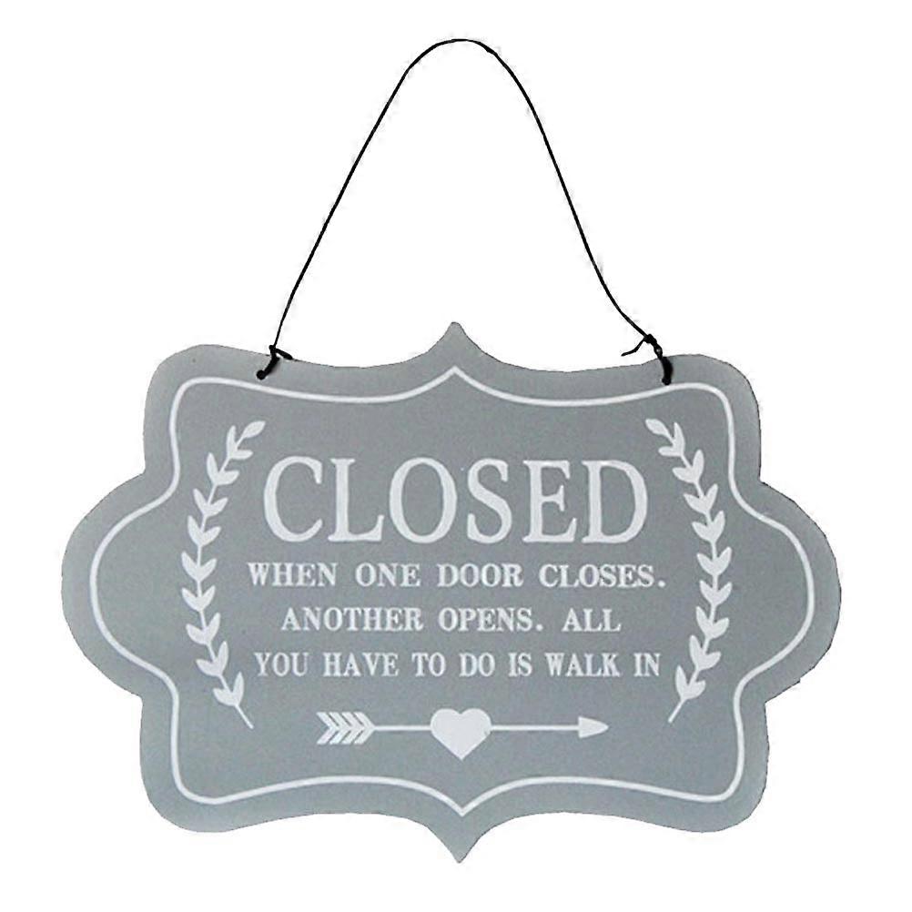 Vintage Open Sign Pendant Wall Decoration for Store Door Light Grey PP and Hemp Rope 1Pc