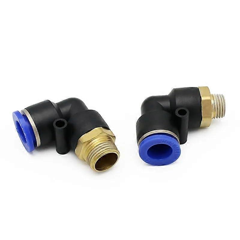 Pneumatic Connector L-Shape, 10 mm Outer Diameter Hose, 1/4 Inch BSPT, 90 Degree Angle, Quick Disconnect Fitting PL12-02