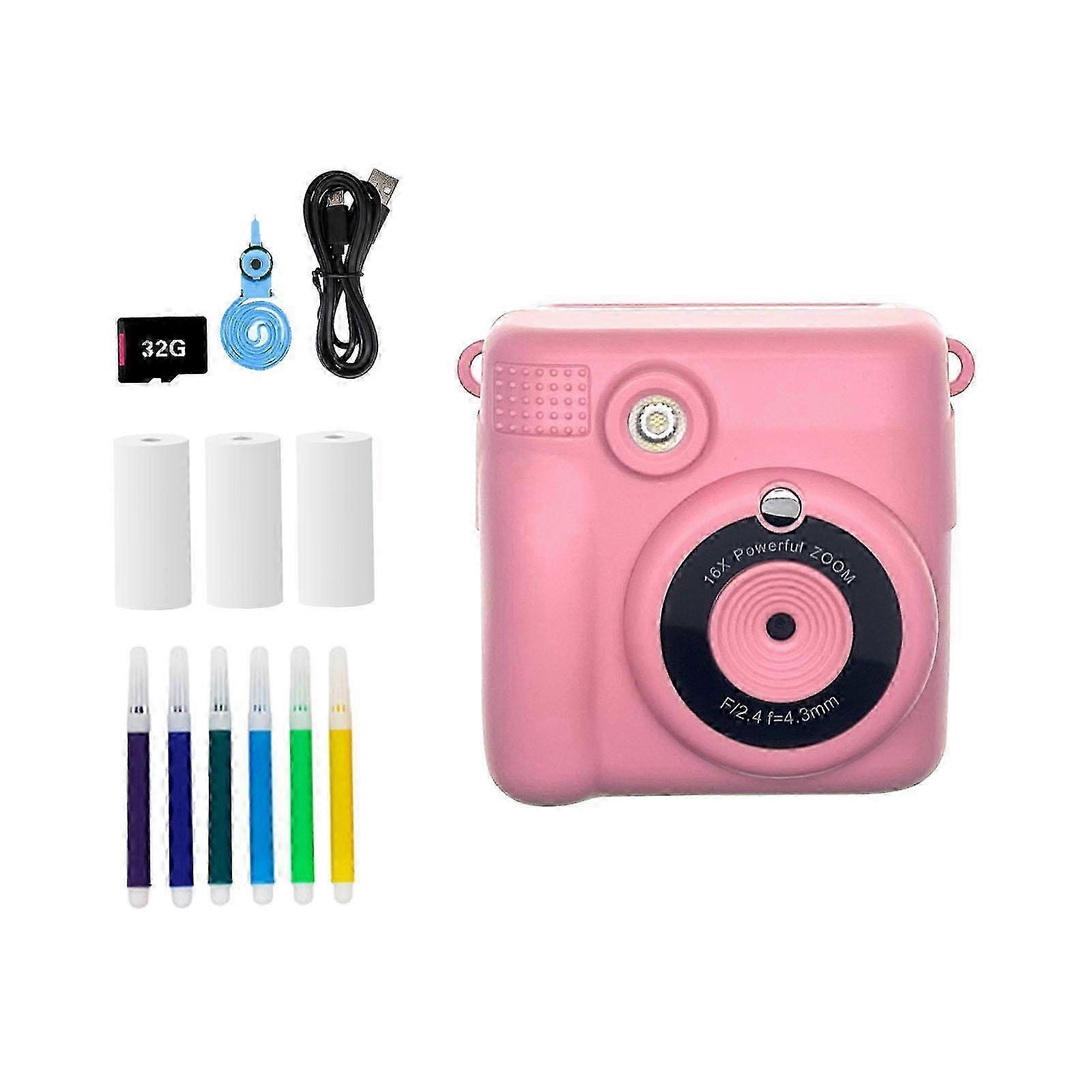 2025 Camera for Kid Instant Print Gift Fun 16x Zoom Digital Camera for Girls Boys Blue
