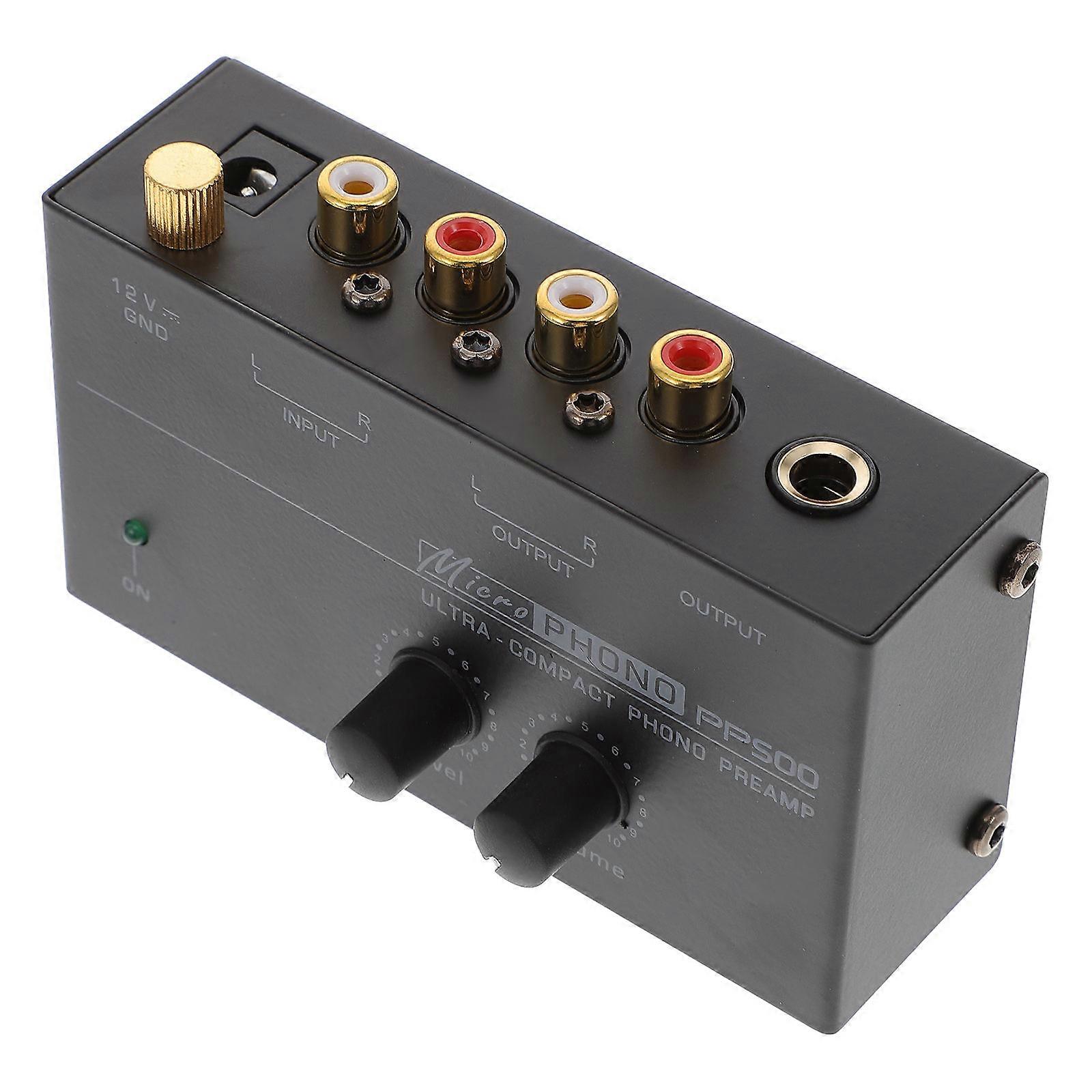 Stereo Phonograph Preamplifier For Home Audio Setup In Black With Signal Conversion 1Pcs