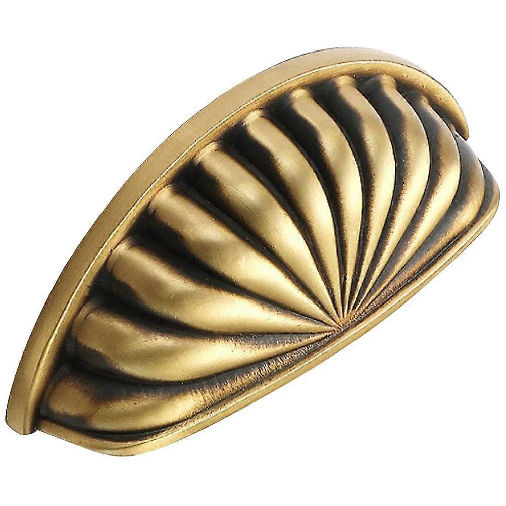Stylish Brass Furniture Handle Replacement Part Shell-Shaped For Designers Dark Brown Color Easy To Install 1Set