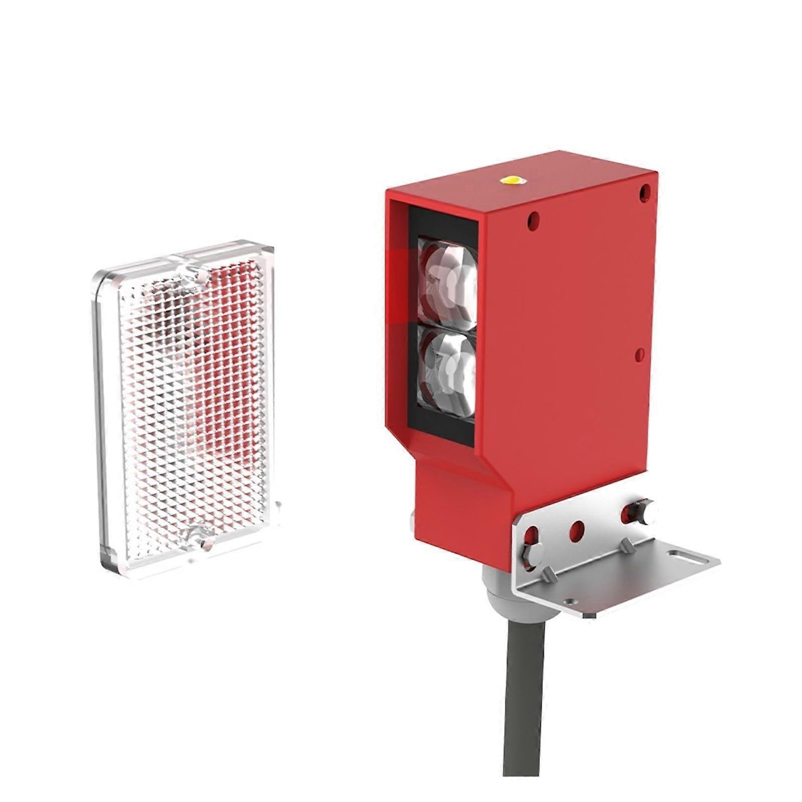 Photoelectric Sensor Mirror Reflective Square Infrared Switch IP67 Waterproof 24220V AC/DC 10m Range