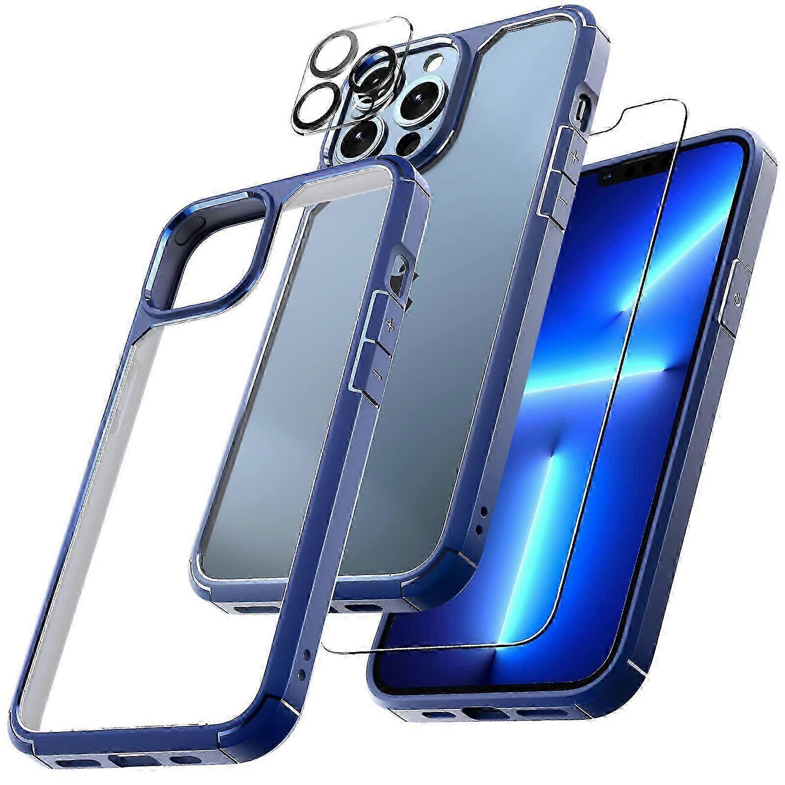 5-in-1 for iPhone 15 Pro Max Clear Case,Shockproof Not Yellowing with 2 Lens Protector + 2 Pcs 9H Tempered Glass Screen Protector