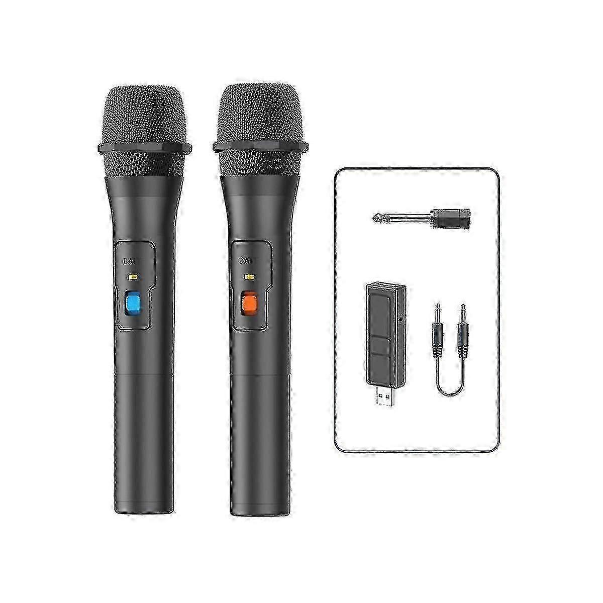 Wireless handheld microphone system, 2-piece set, Karaoke sound effect, plug-and-play, anti-interference