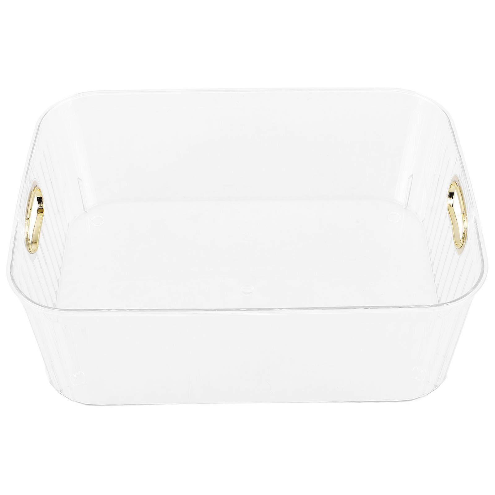 Transparent White Desktop Storage Box with Handle – Compact Multi Functional Organizer for Cosmetics & Small Household Items, Lightweight Tray for
