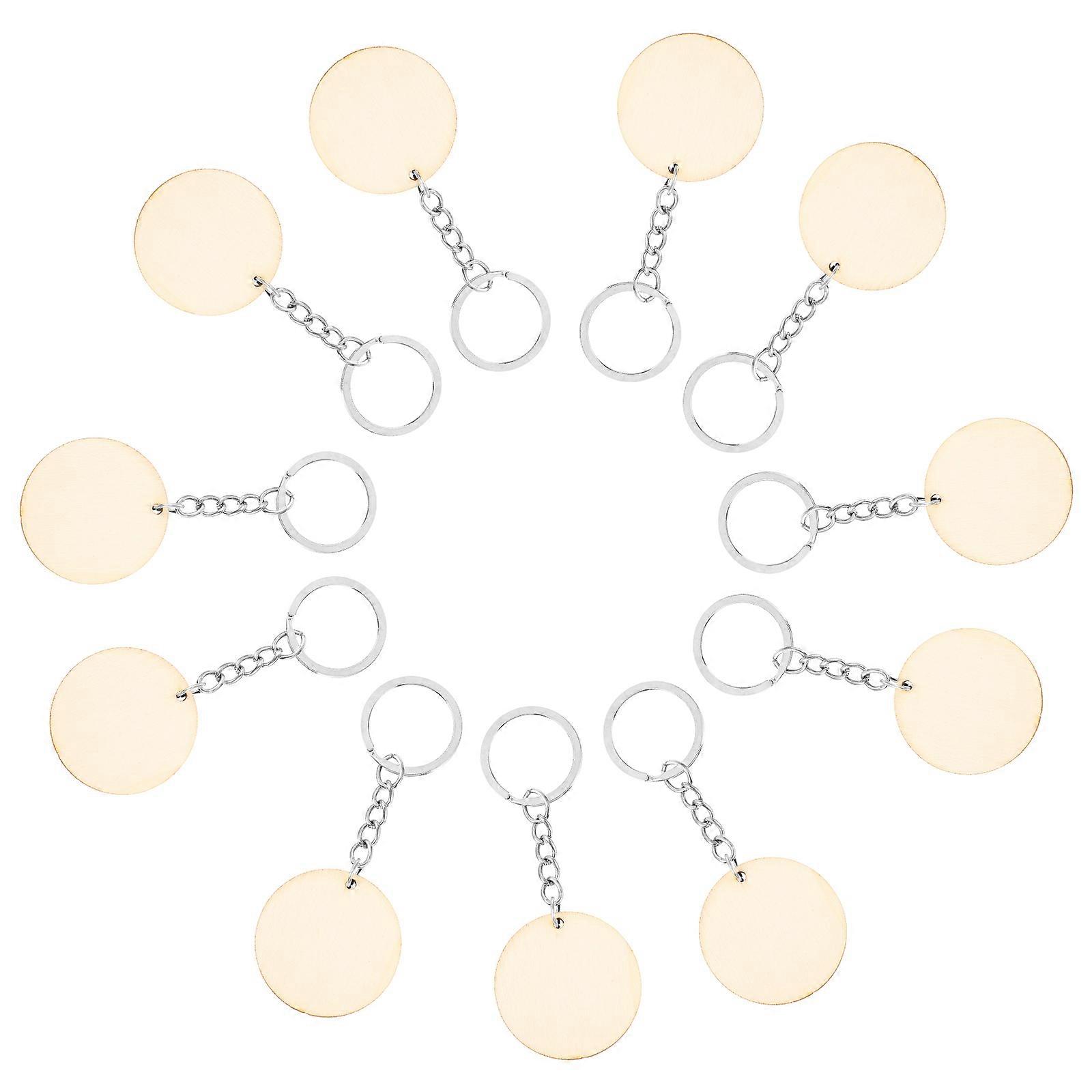 Keychain Making Kit 50Pack Featuring Unfinished Wooden Circles Suitable For Various Occasions Like DIY Projects