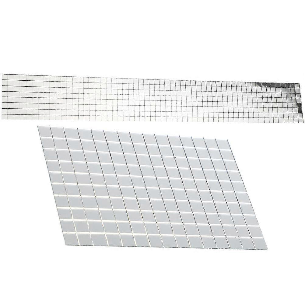 Vintage Square Mirror Wall Tiles Stickers Decorative Self-Adhesive Easy To Use 5mm Grid For 2 Rolls