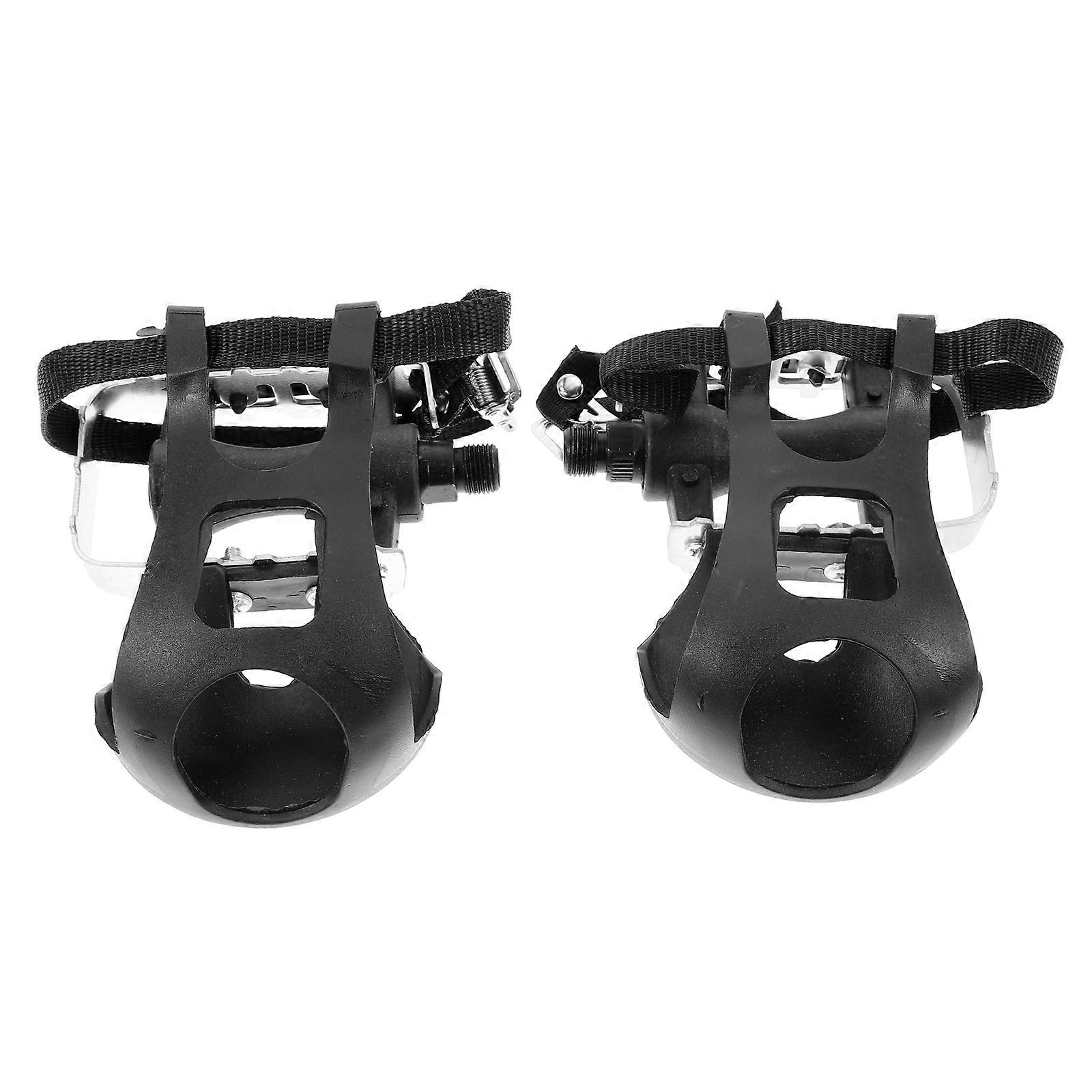 1 Pair Bicycle Pedals with Toe Clips and Straps for Mountain and Road Bikes Replacement for Indoor and Outdoor Cycling