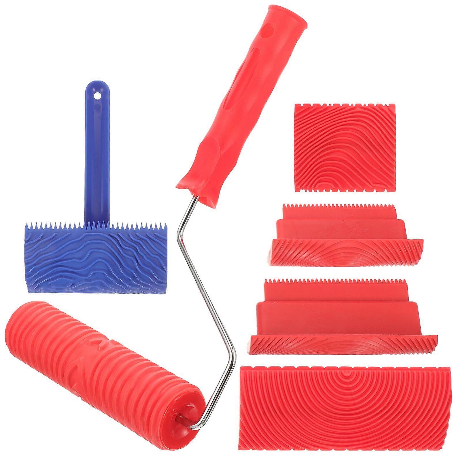 Wood Grain Painting Tool Set For Artists 6Pcs Selection Of Durable Rubber And Iron Paintbrushes For Crafting Realistic Wood Grain Effects