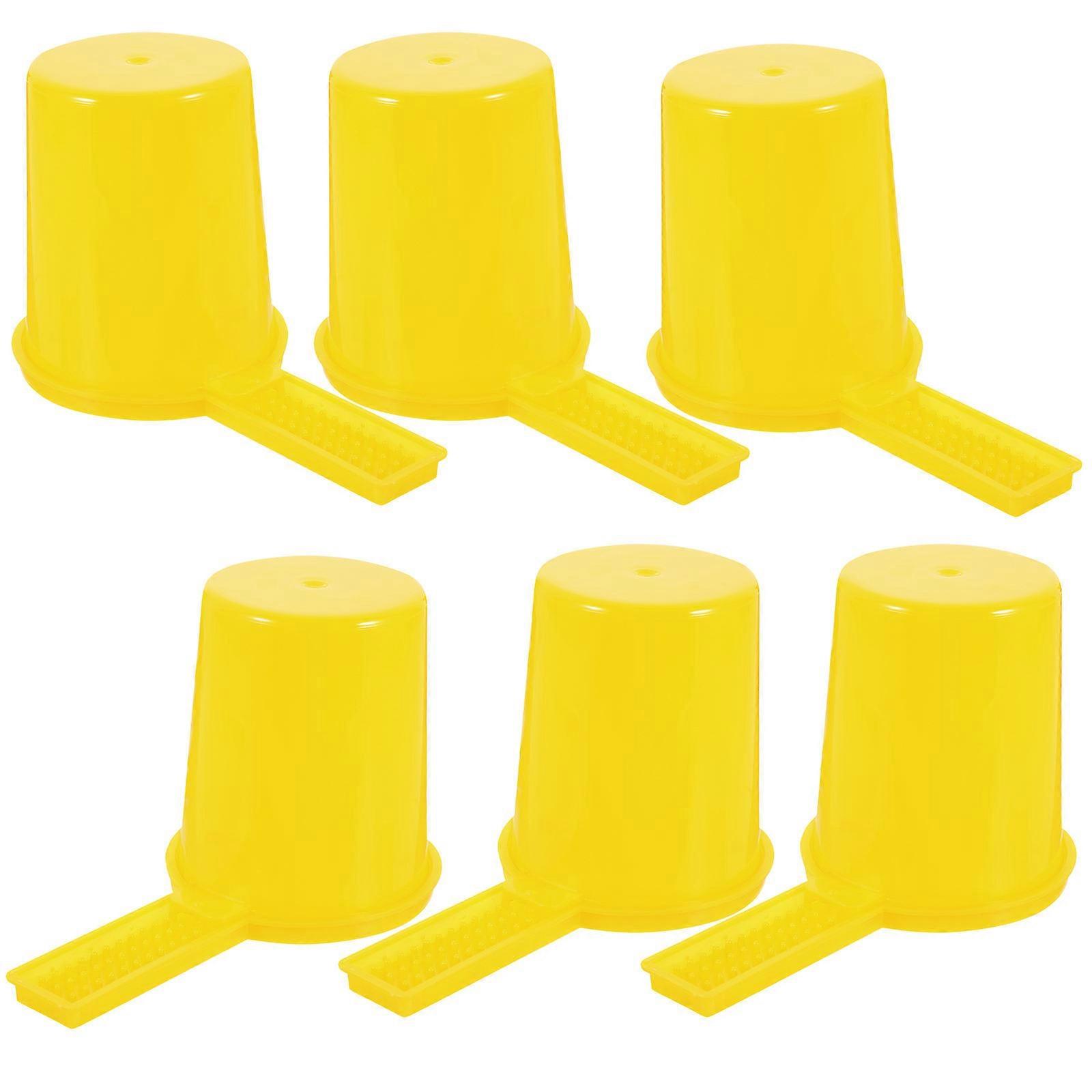Yellow Plastic Bee Water Feeder for Garden with 6pcs Cup Feeders for Easy Operation and Colony Safety