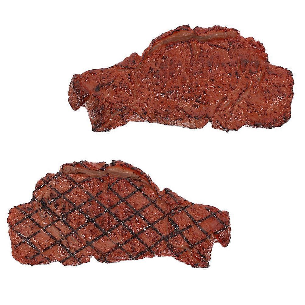 Fake Steak Prop Artificial Steak Model for Photography 2Pcs Brown Plastic