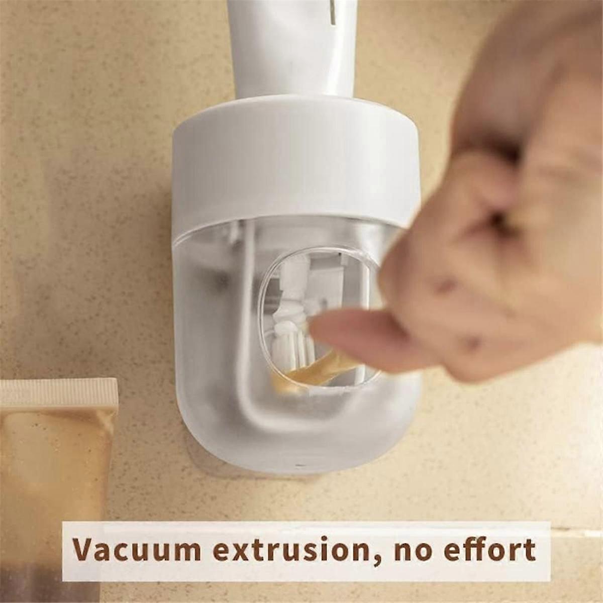 Toothpaste Dispenser Wall Mounted Automatic Toothpaste Squeezer Dust-Proof Toothbrush Holder Bathroom Accessories Set