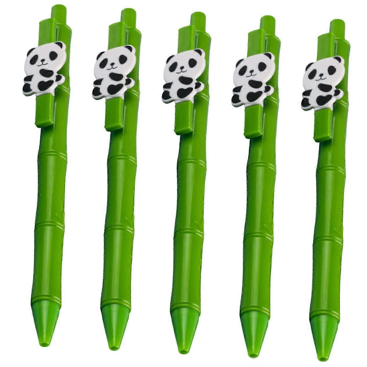 Panda Gel Pens 5-Pack - Push-Button Mechanism, Lightweight, For Students, Notes and Drawings