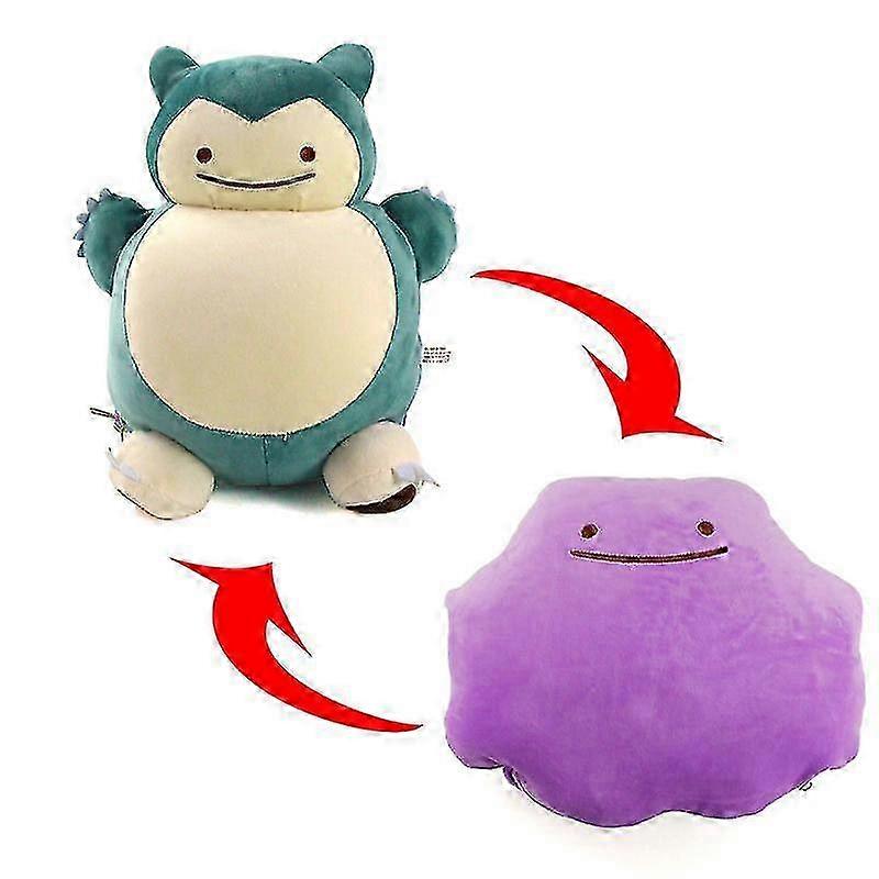 2025 Snorlax Plush Toy Changeable Two Style Soft Stuffed Toy Doll Ditto Reversible Figure Pillow Kids Gift