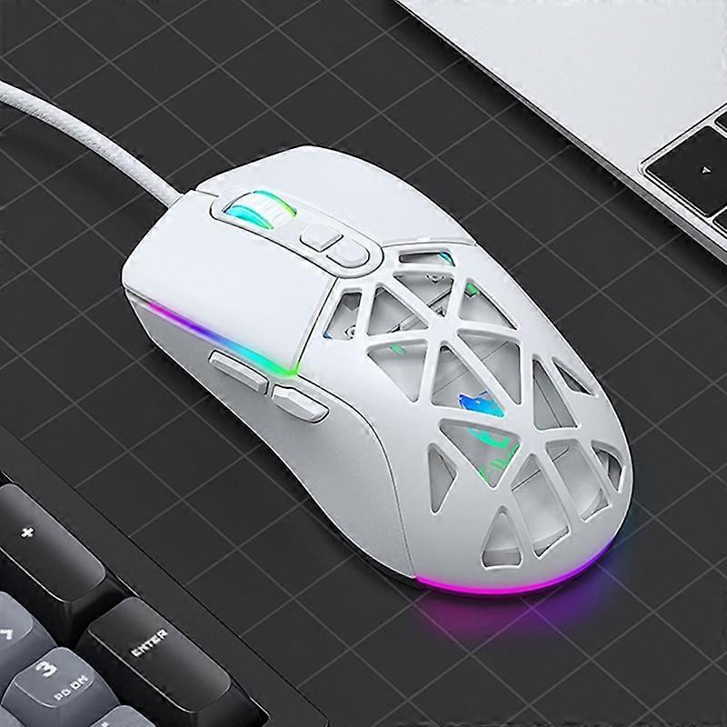 T-WOLF G520 7-keys RGB Marquee Honeycomb Hollow Wired Mouse