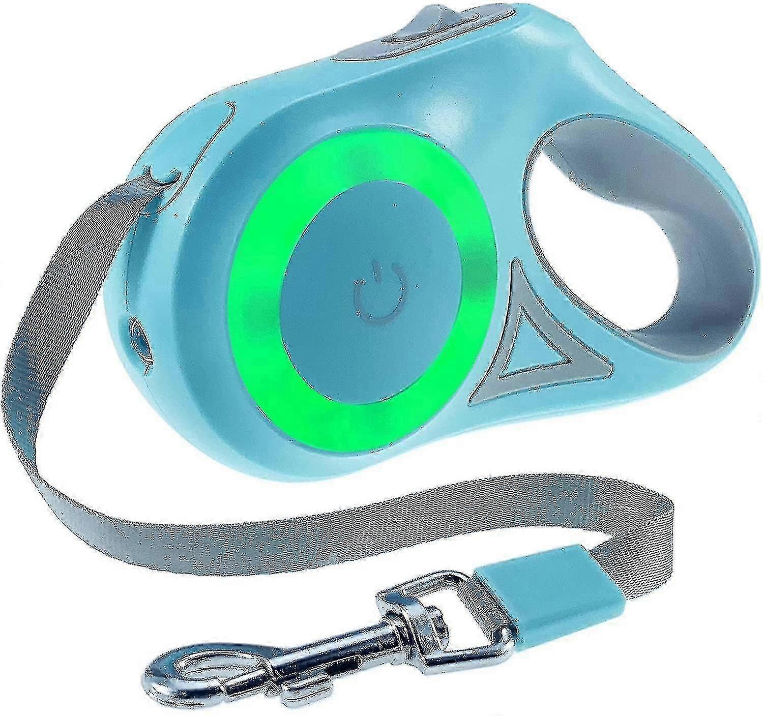 LED懐中電灯付き格納式犬用リード - 子犬と中型犬用 - 自由な動きのための片手ブレーキ