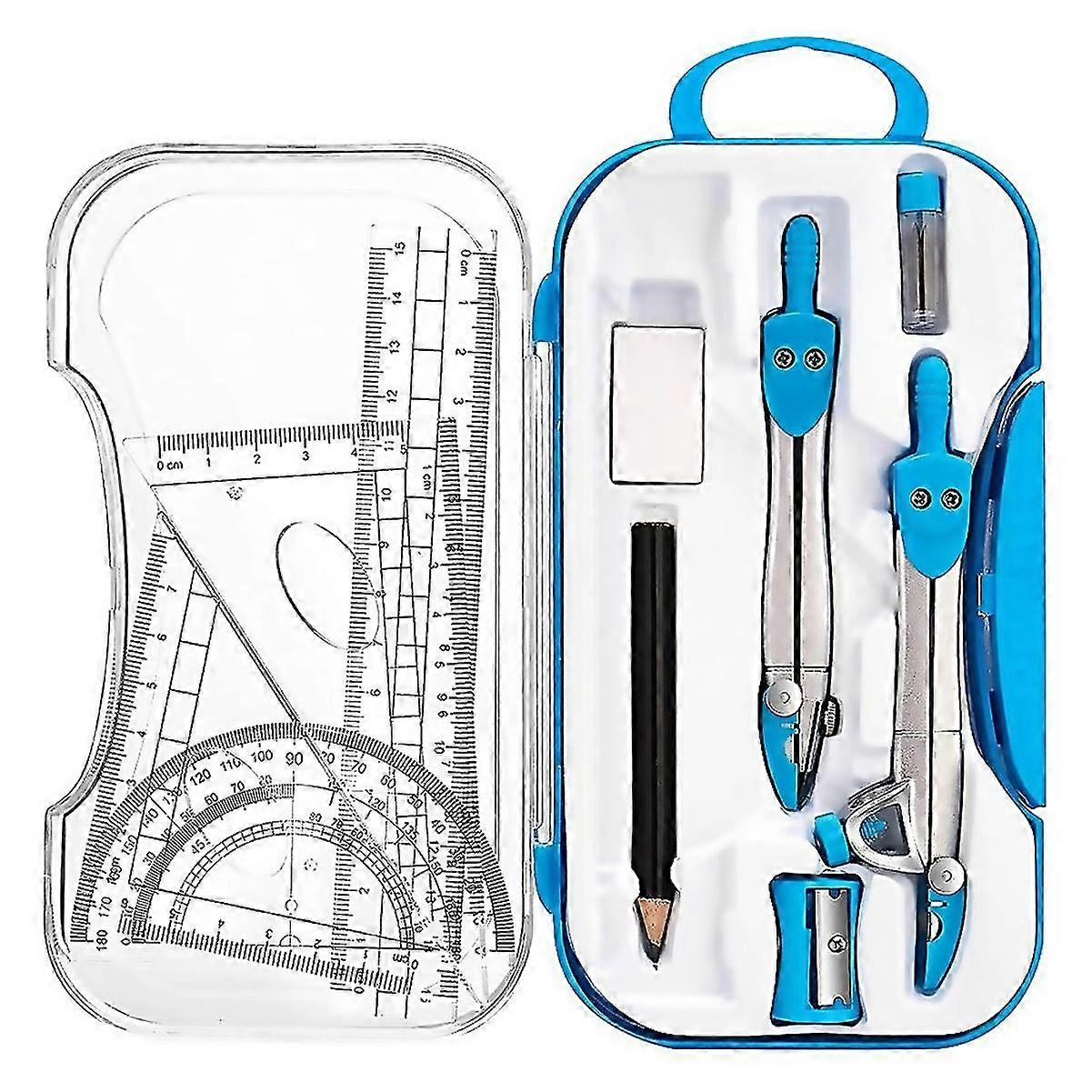 For geometry set 10 pcs math supplies kitincluding compassprotractorrulereraserpencil for drawing