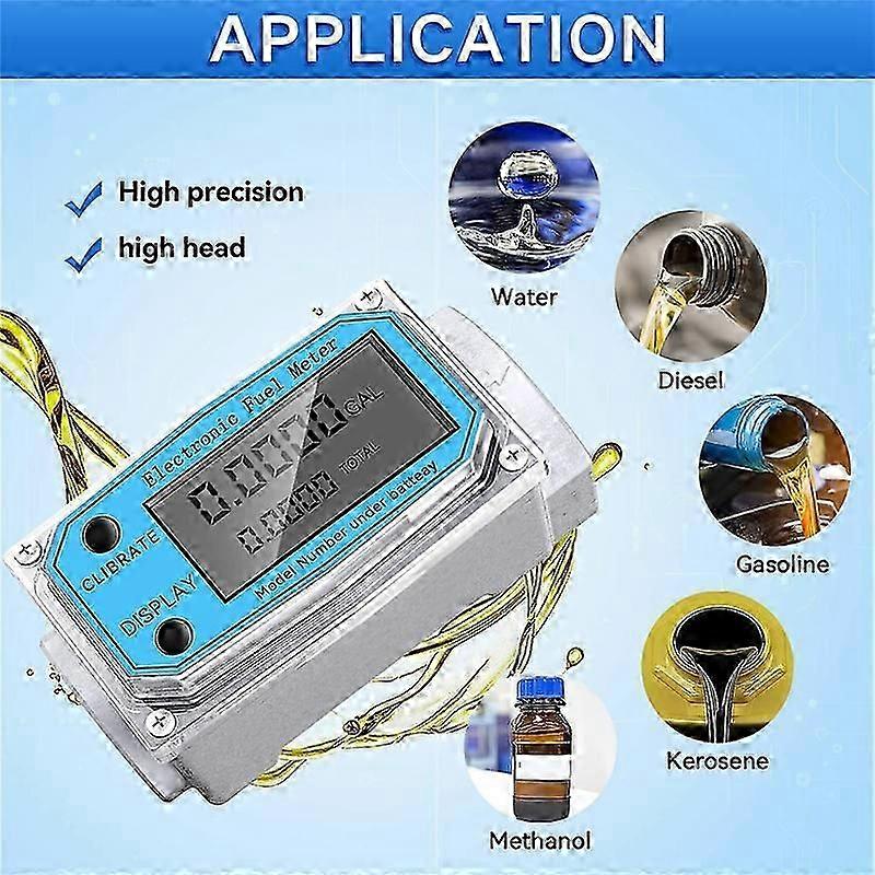 Digital Turbine Water Flow Meter Digital LCD Display