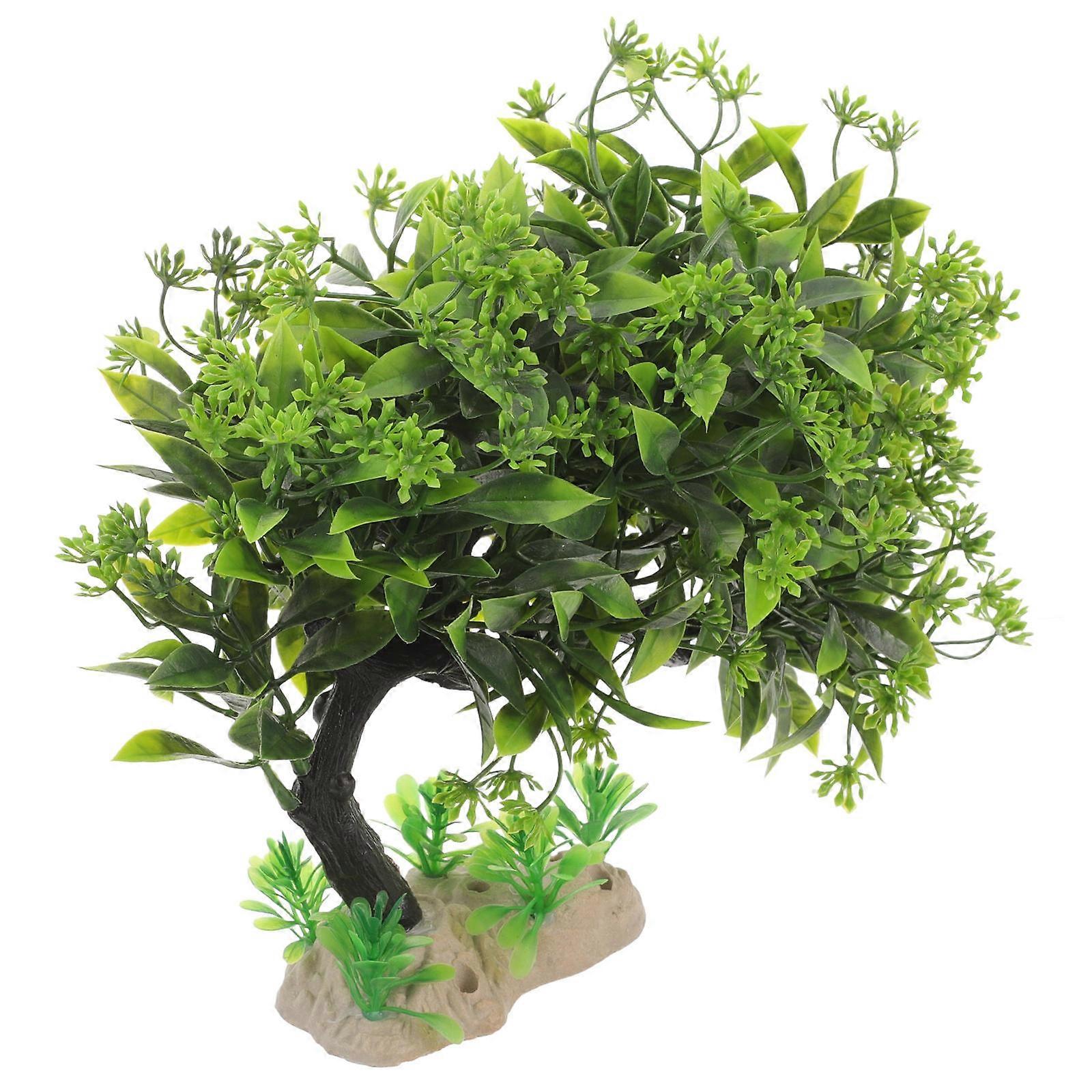 Aquarium Tree Model Artificial Plants Plastic Decoration for Reptile Environment 1Pack