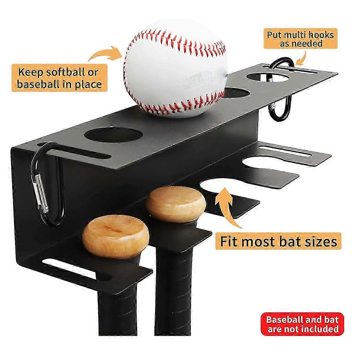 Baseball Bat Wall Mount - Display Holder and Bat Rack for Easy Storage and Organization on Walls or Fences