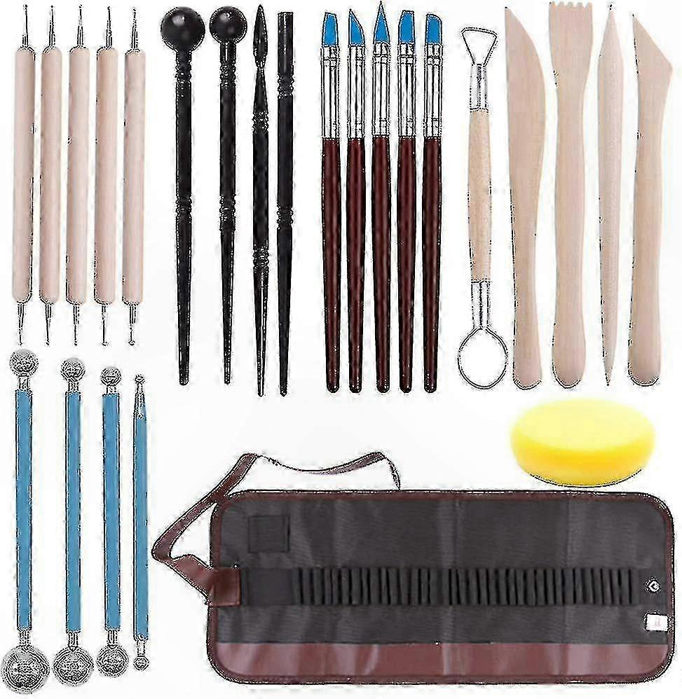 25Pcs Clay Sculpting Tool Set for Pottery Crafting Wooden Dotting Tools Art Modeling Kits