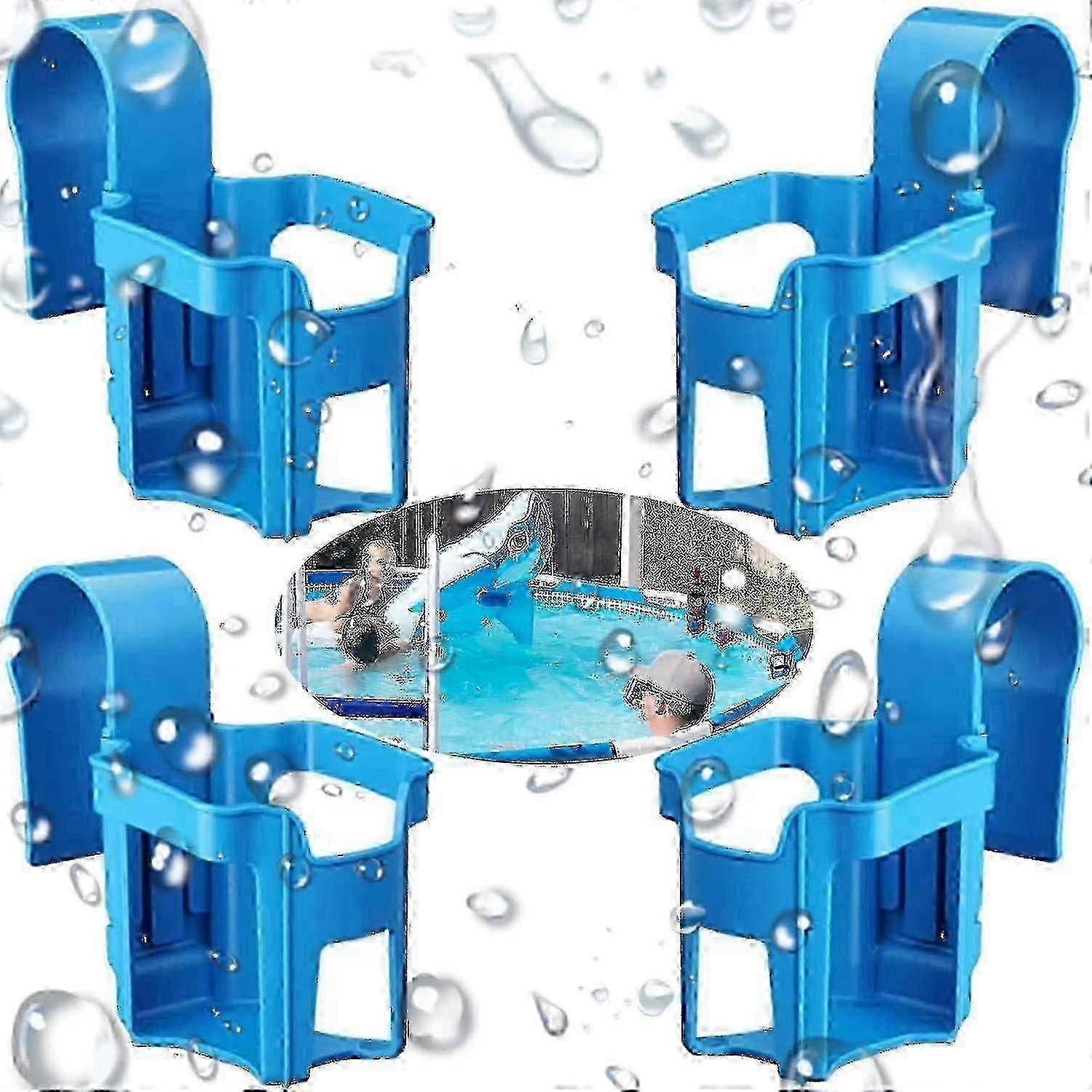 4-Piece Pool Accessory Set with Edge Holder, Basket and Cup Holder for Beach & Bath Use