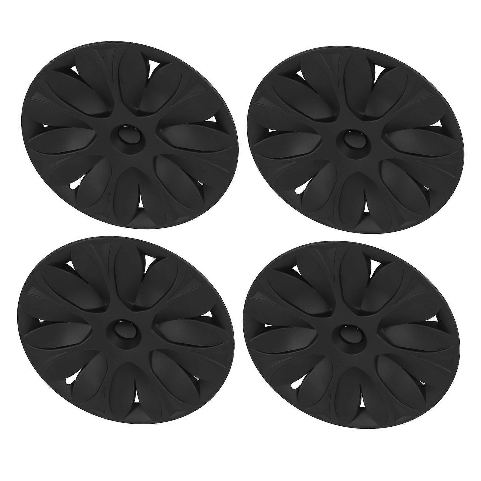 4pcs 19inch Matte Black Wheel Hub Caps Fully Wrapped Rim Protector
