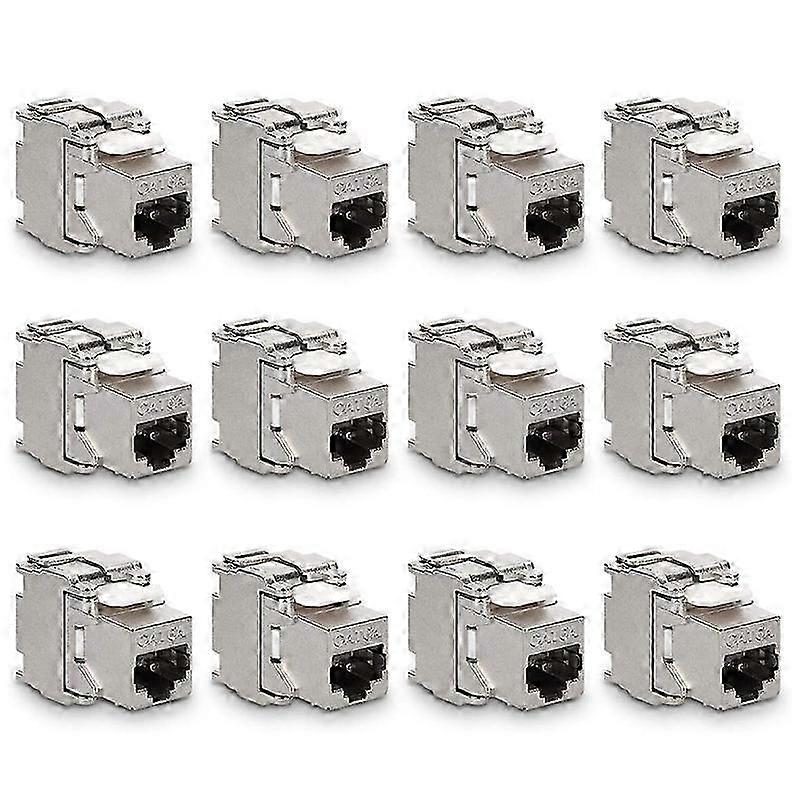 Prises de module pour Ethernet blindé CAT6A - Prises 12 pièces à boîtier métallique avec connectivité RJ45 Cat 6A prenant en charge 10 Gbit/s