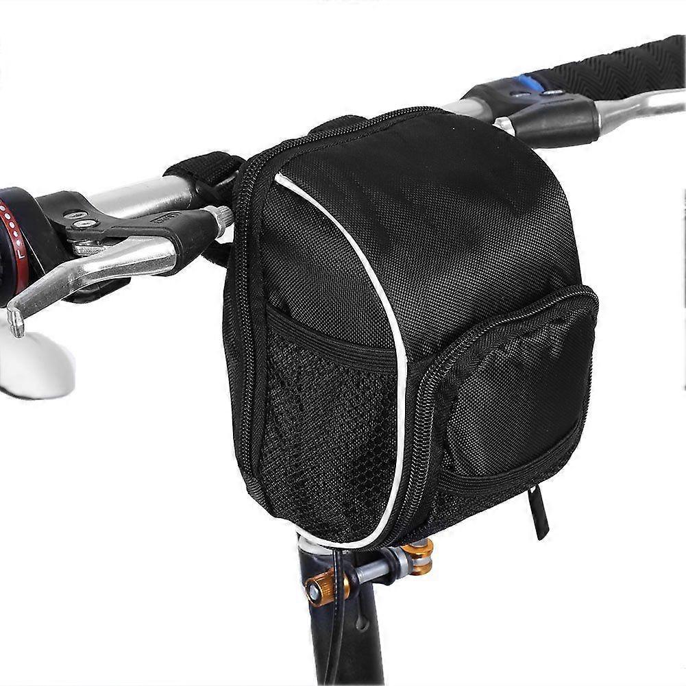 Bike Handlebar Bag Multifunctional Frame Quick Release Front Pouch Waterproof with Reflective Stripe for Road MTB(Black)