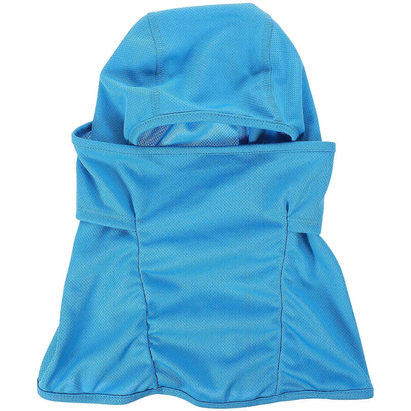 Summer Face Mask Ice Silk Headgear for Neck Protection Blue
