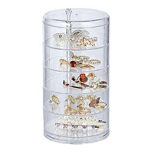 Cosmetic Storage Box Five-Layer Transparent Rotating Jewelry Display Stand For Bracelets And Necklaces Makeup Organizer