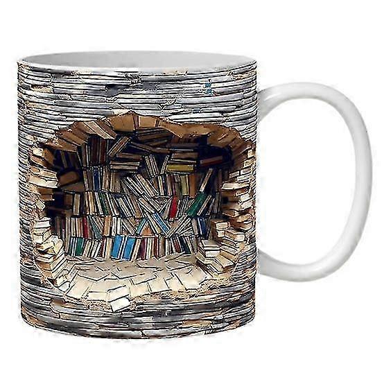 2025 3D Bookshelf Mug Creative Multifunctional Ceramic Water Cup with Handle A Library Shelf Space Design Book Lovers Coffee Mug Birthday Christmas