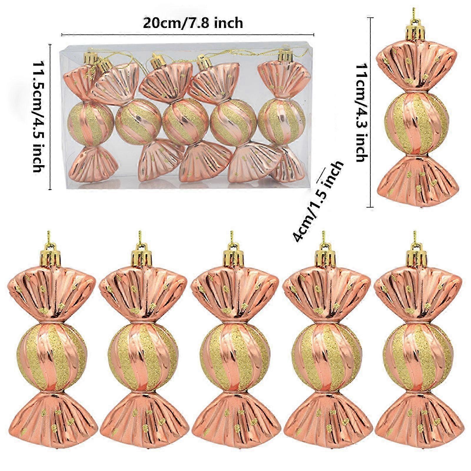 Christmas Tree Decoration Gift Box Plating Candy Display Props with 5 Pcs Colorful Pendants for Window Counter Decoration