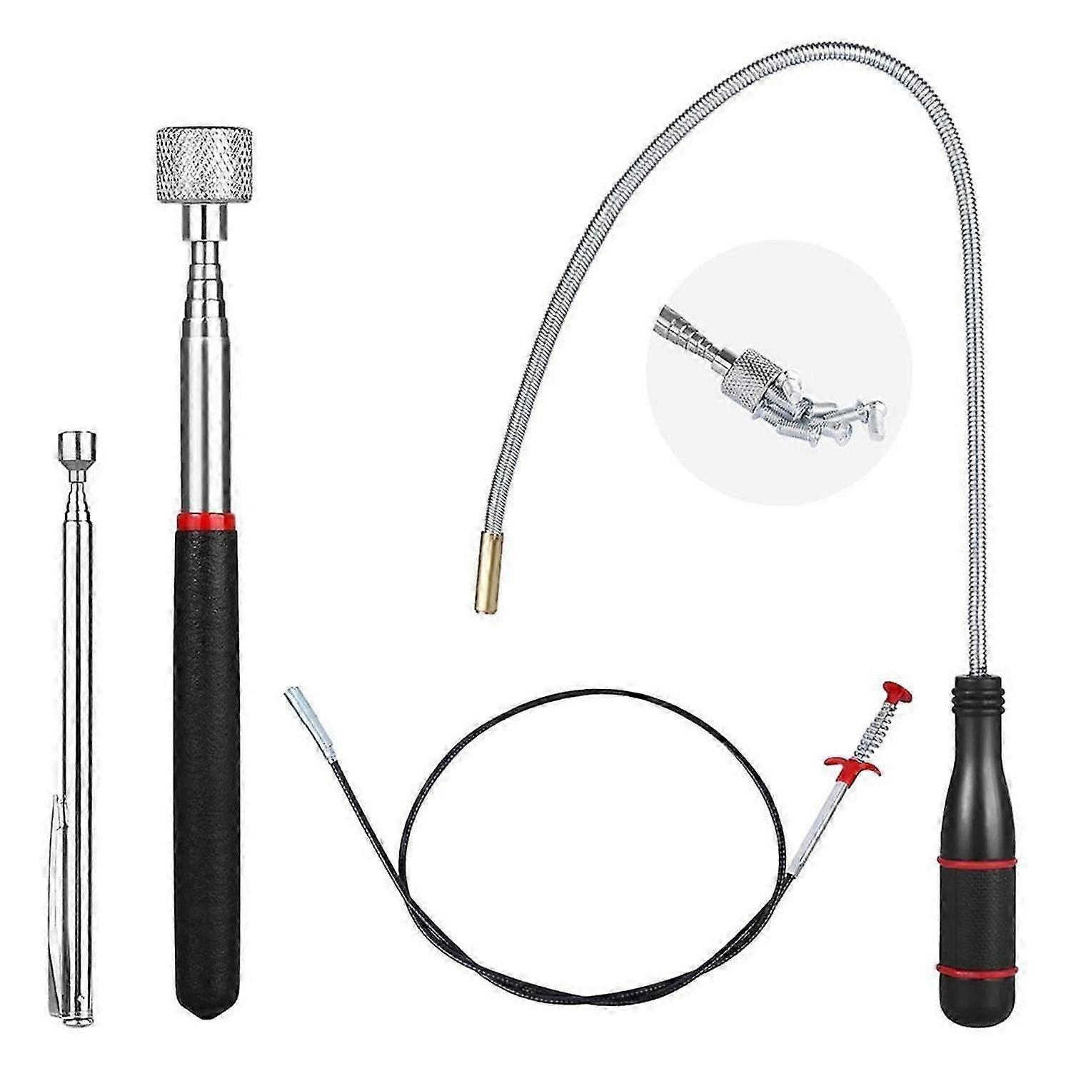 4 Pack Telescoping Magnet Pick-Up Tool Set, Extendable Magnetic Telescoping Pickup Tool 1-15 LB & 23inch Bendable Spring