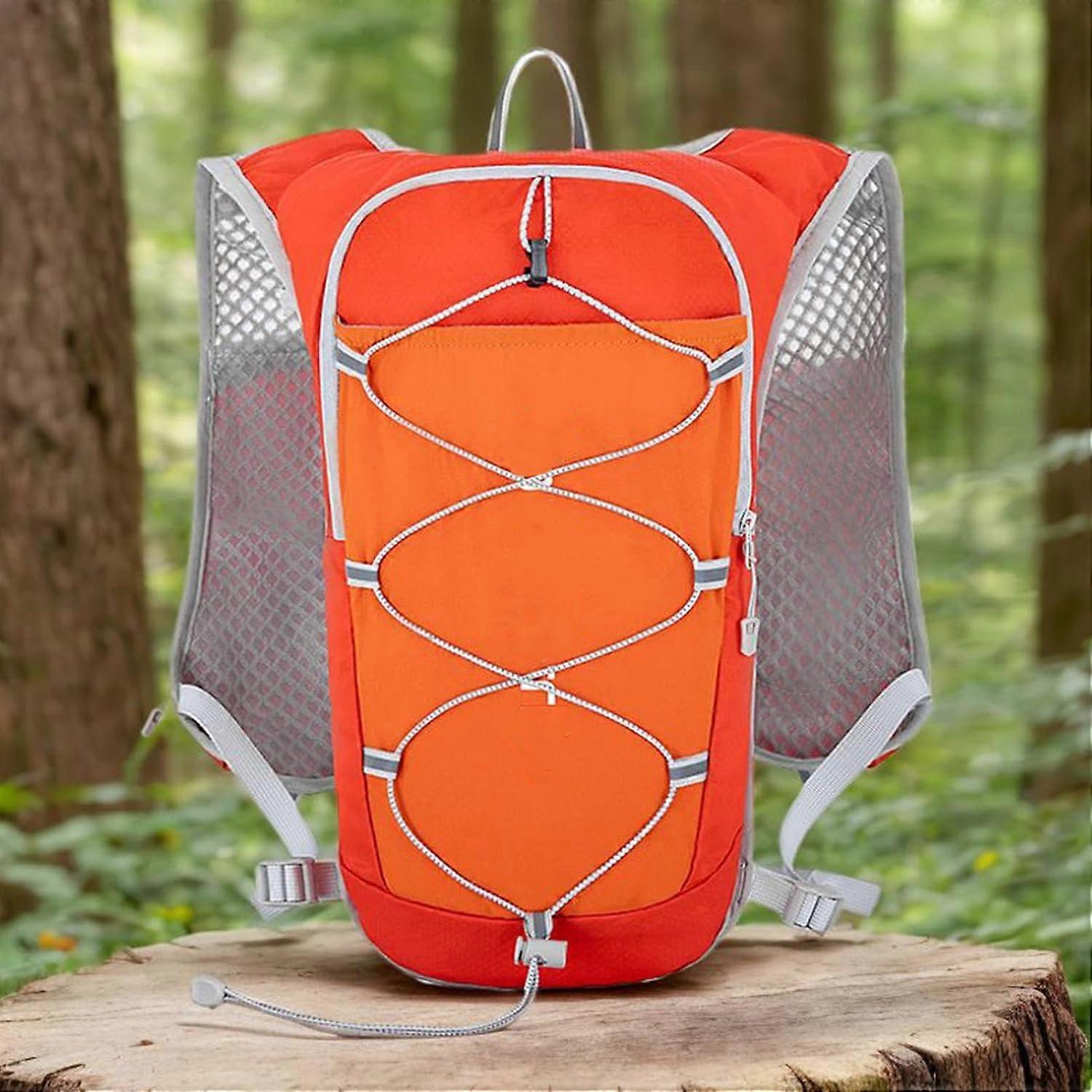 Mens Running Vest Reflective Hydration Chest Backpack Unisex Orange Adjustable Straps Hydration Bladder Compatible