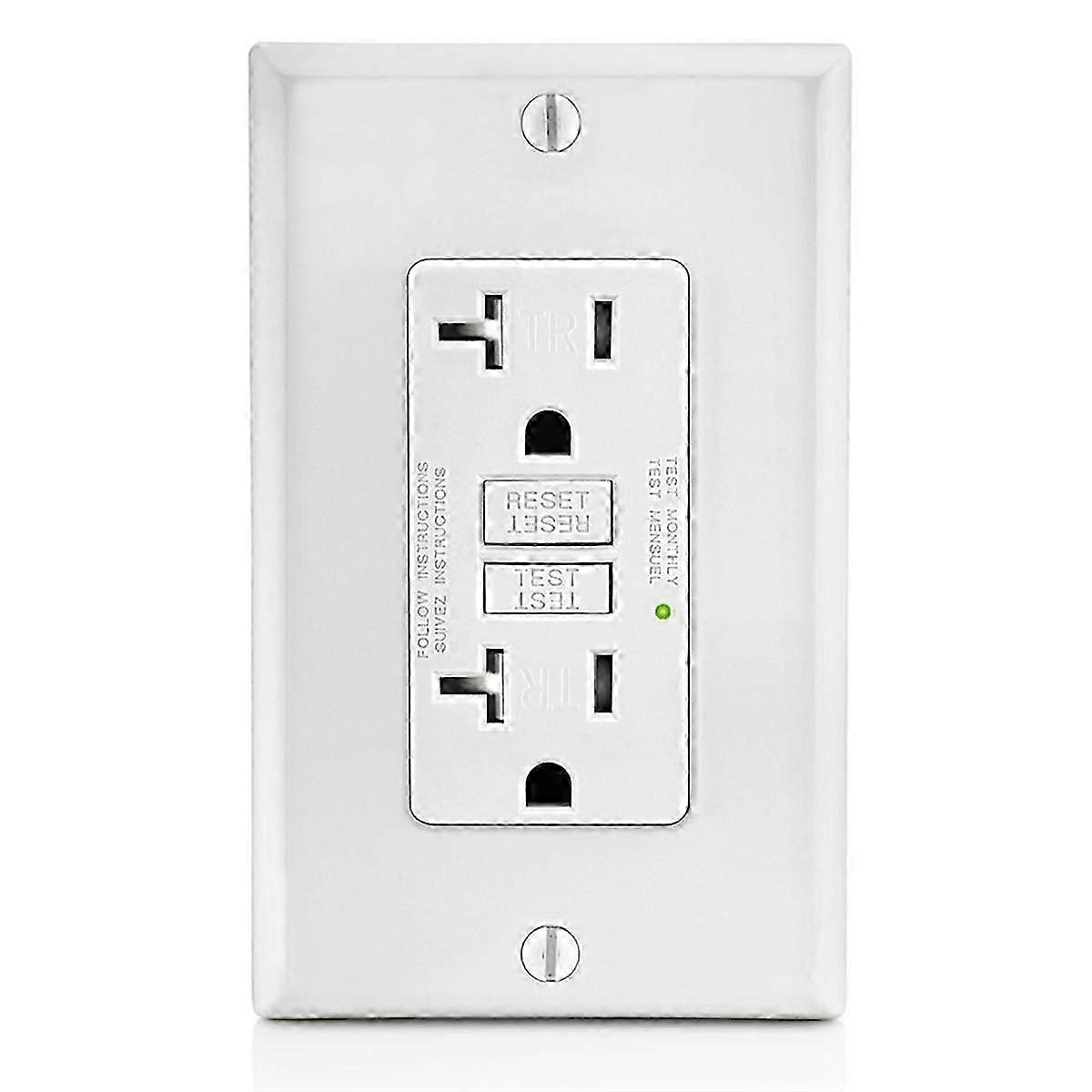 GFCI-uttag 20A, GFI eluttag med LED-indikator, 20A sabotagejordfelsbrytare