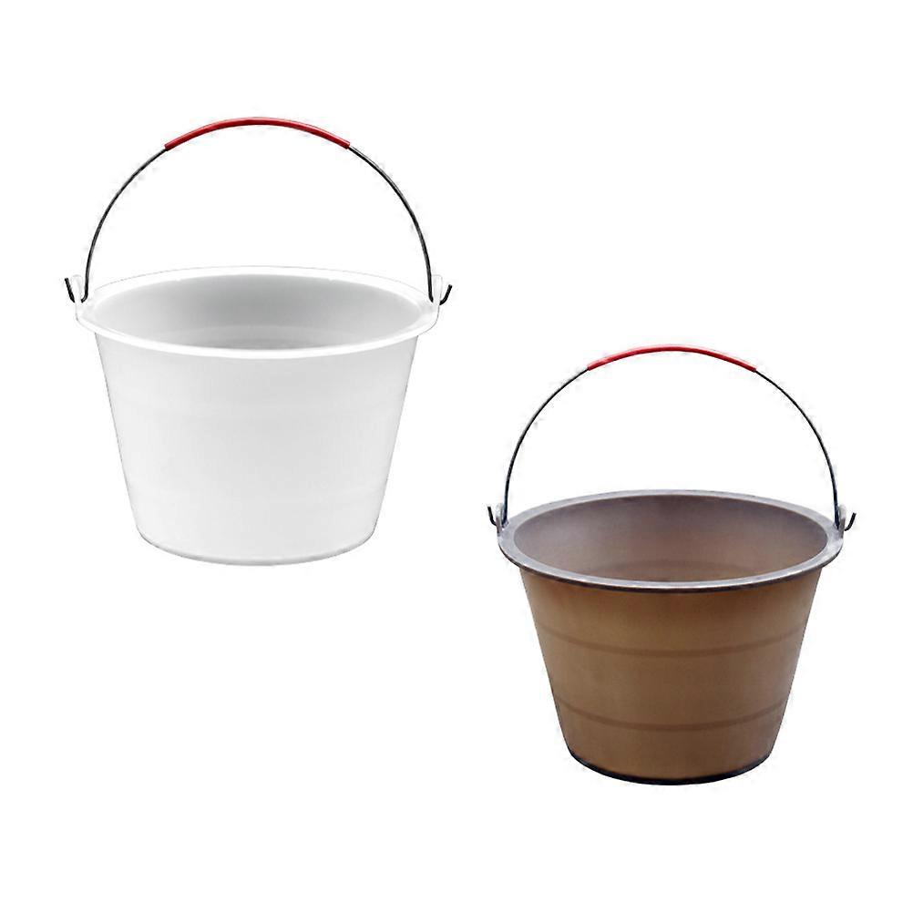 Heavy Duty Plastic Storage Bucket for Construction Sites Brown Durable Wear-Resistant with Carry Handle 2Pcs