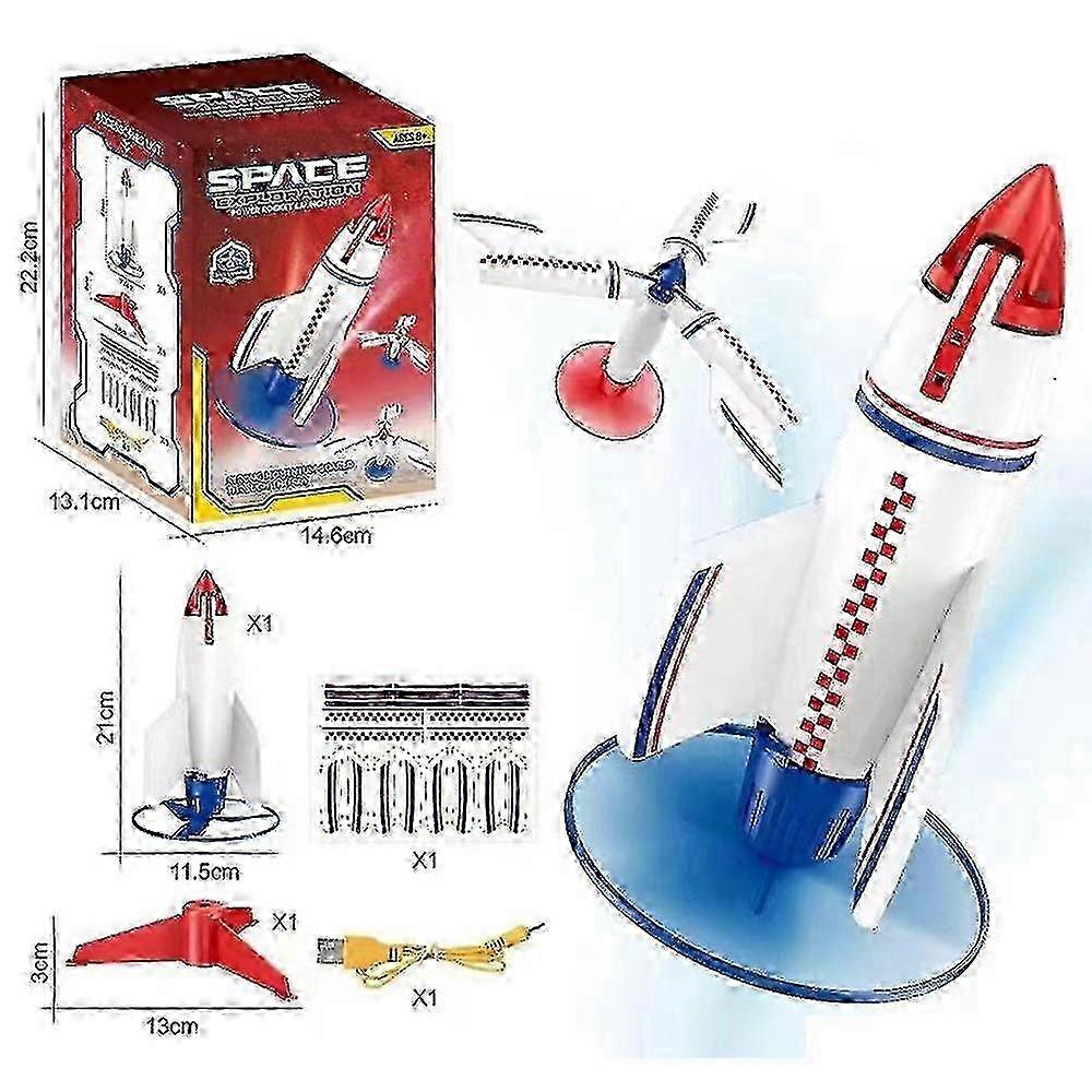 Electric Space Rocket Launcher Flying Rotating Foam Rocket Toy With Light Outdoor Game Kids Gift