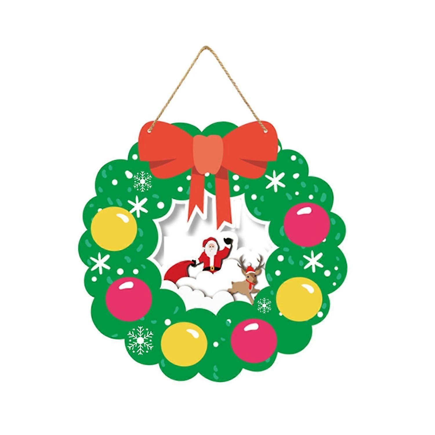 Christmas Door Hanging Sign Vibrant Color Santa Claus Pattern Festive Holiday Decoration Easy to Han
