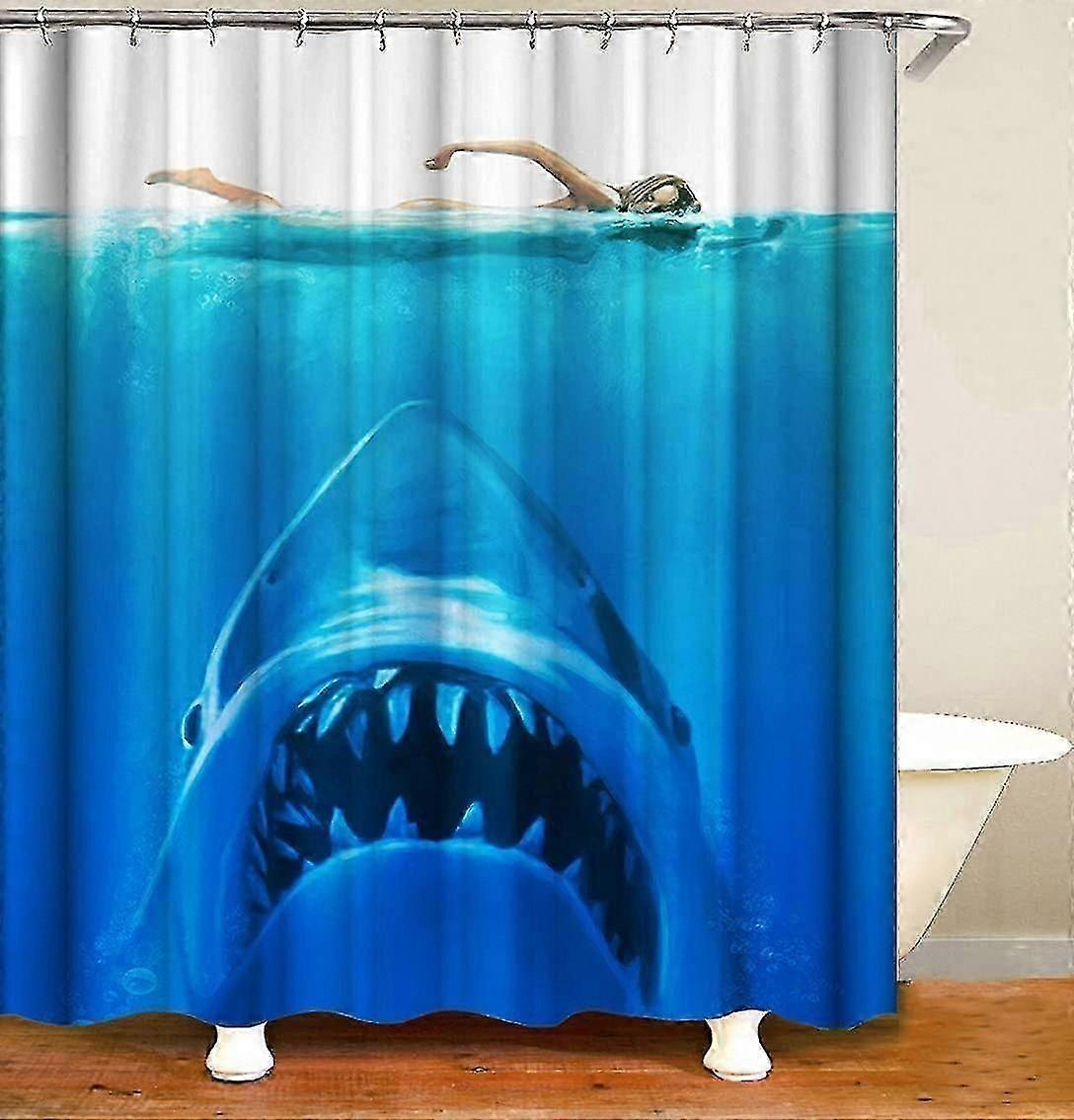 Jaws Shark duschdraperi för badrumsinredning