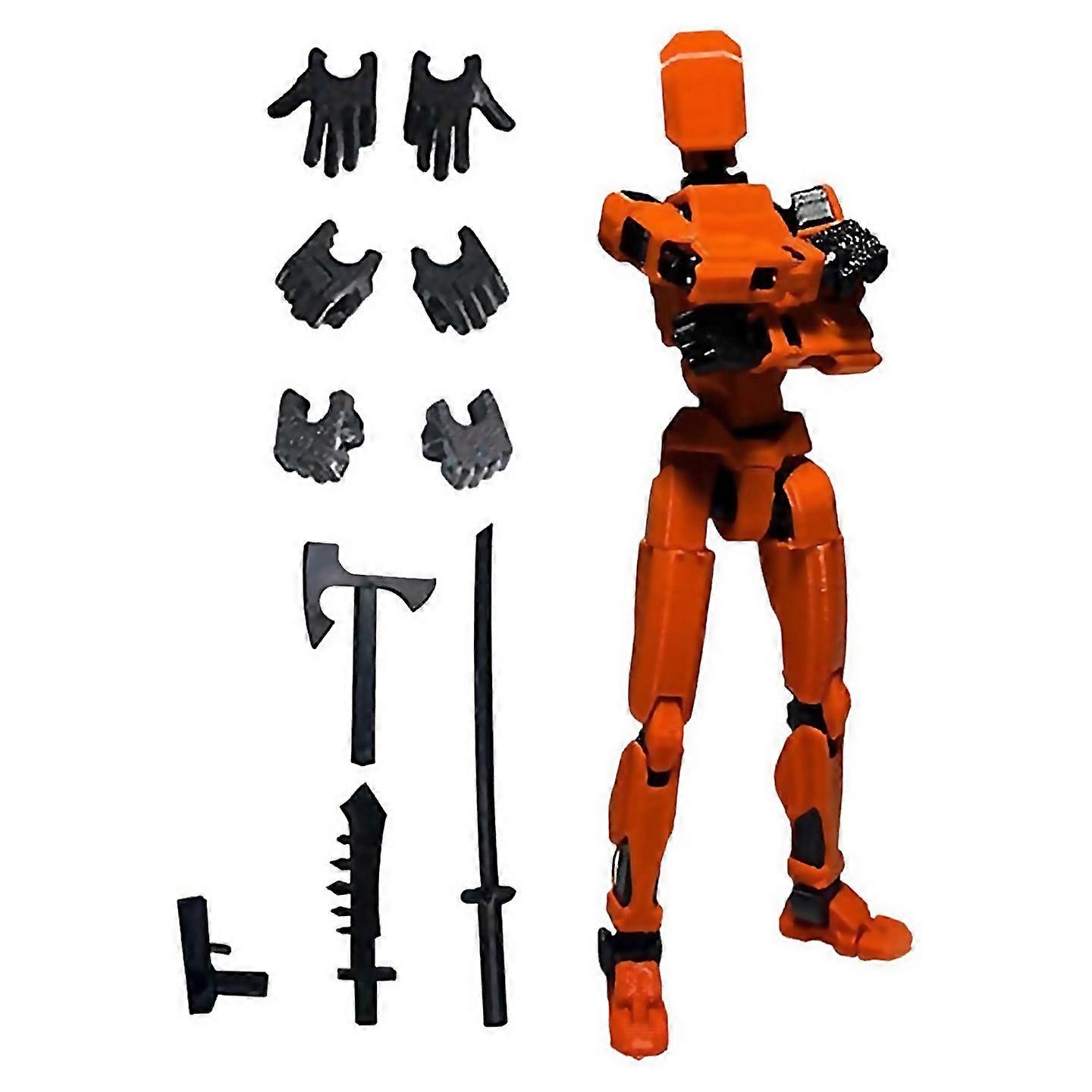 For Robot Action Figure 3d Printed With Full Articulation Orange
