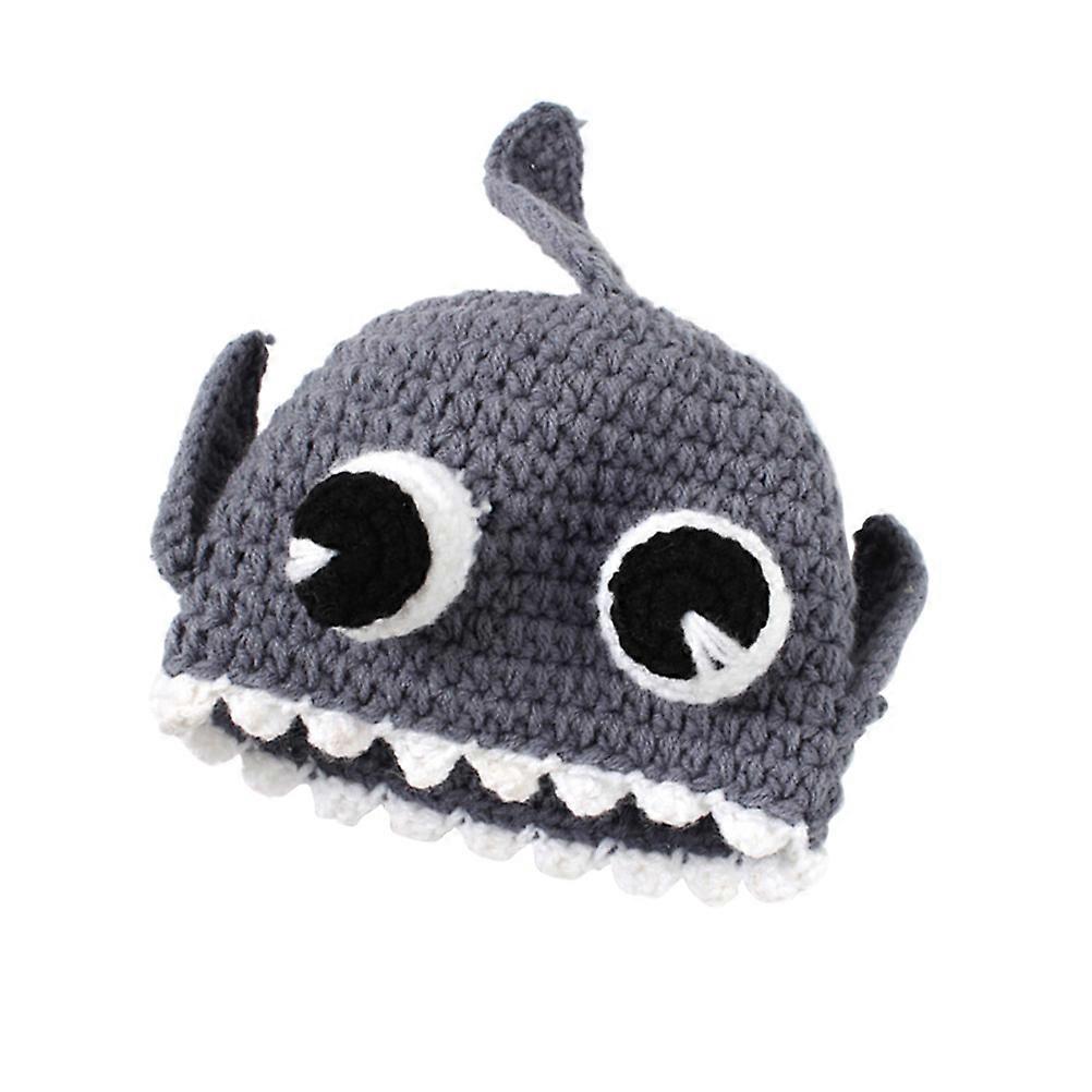 Winter Kids Shark Hat Handmade for Chilly Autumn Weather in Grey Color with Warmth 1Pack