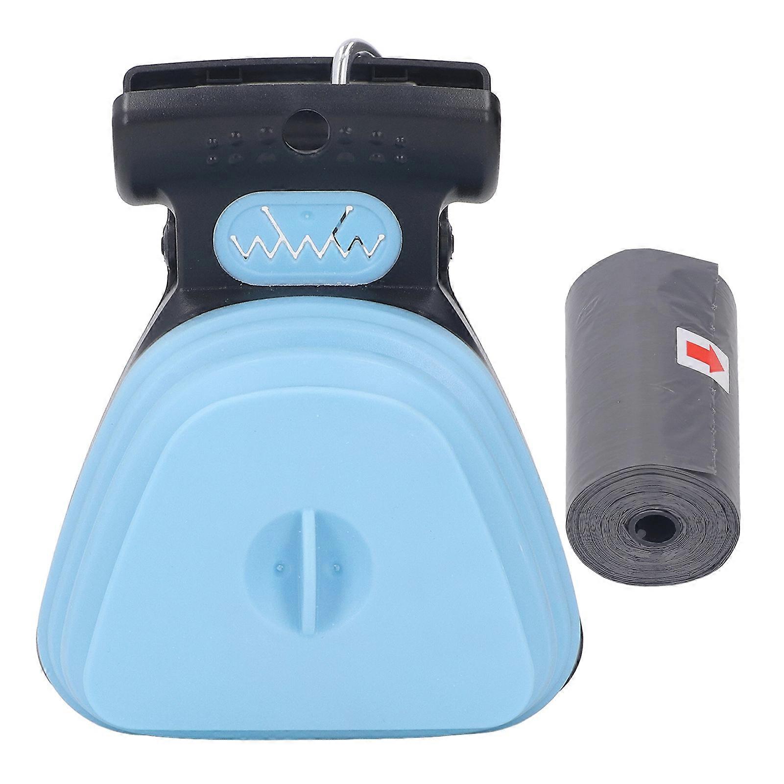 Ramasse-crottes portable pour chien, avec sac poubelle, bleu